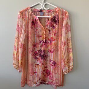 Laura Scott Blouse sheer floral blouse
